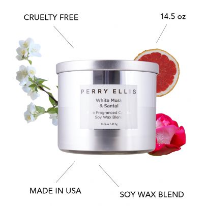 Perry Ellis White Musk + Santal Candle